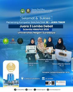 Tim Debat SMA Darul Ulum 2 Unggulan BPPT Raih Juara 3 Scientia HIMAPAS 2026 Tingkat Jawa Timur